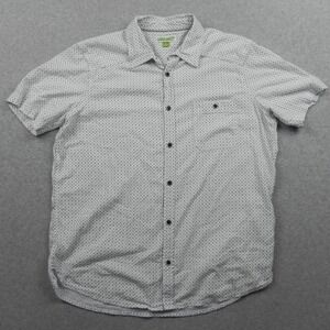 Cariloha Shirt Mens Large Casual Pocket Button Up‎ Short Sleeve White Geometric